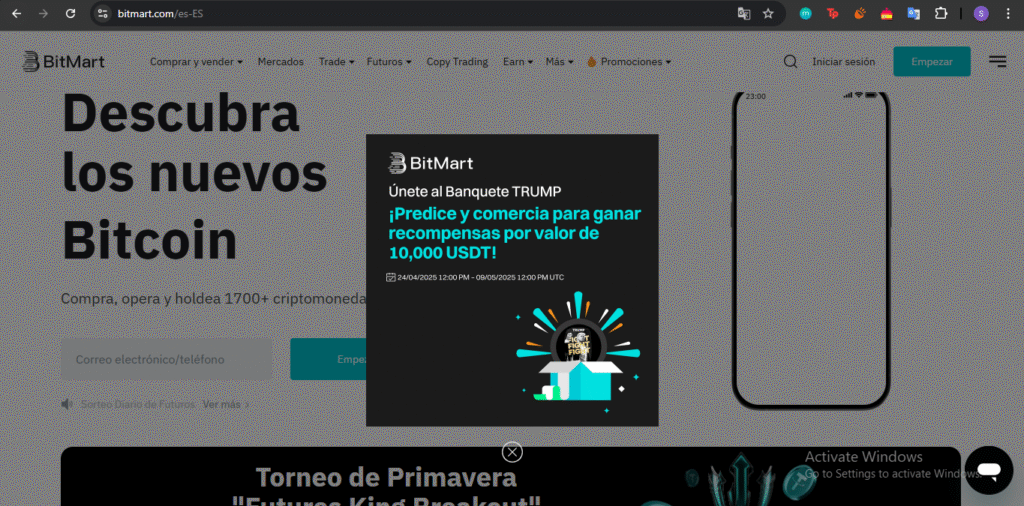 Bitmart Spanish Interface