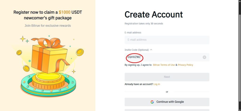 Bitrue Invite Code