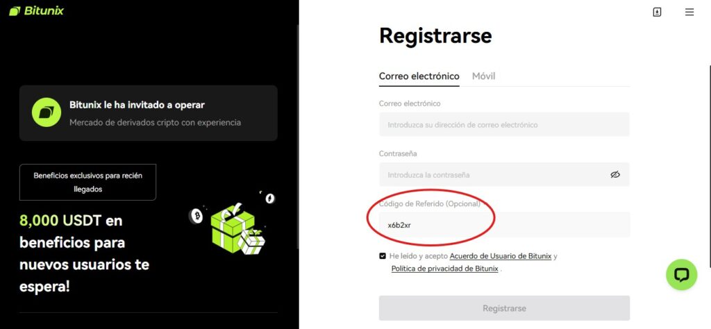 Código de referencia Bitunix