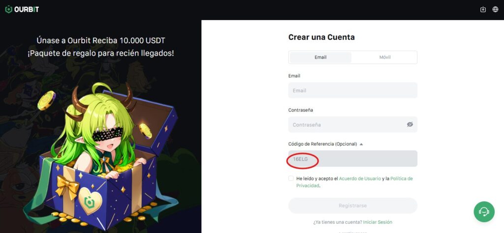 Código de referencia Ourbit