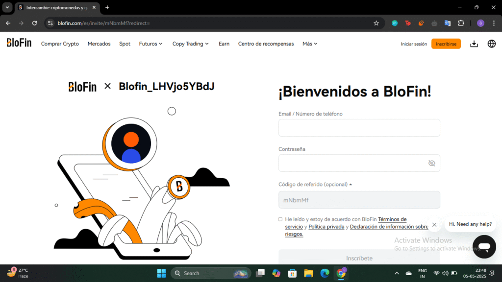 Blofin Spanish Interface