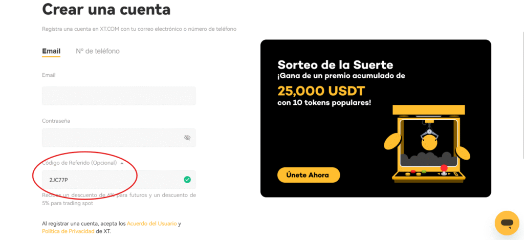 Código de referencia XT