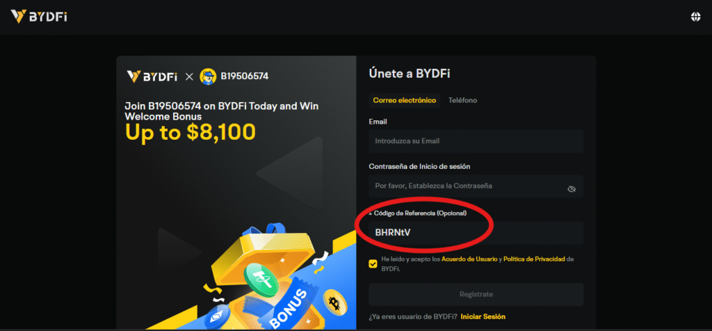 Código de invitación BYDFi – Obtén hasta 8000 € y 10% de descuento