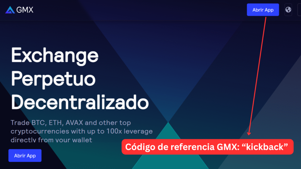 Codigo de referencia GMX para obtener hasta $599 de bono y 25% de reembolso en comisiones. Empieza a ganar con cada operación.