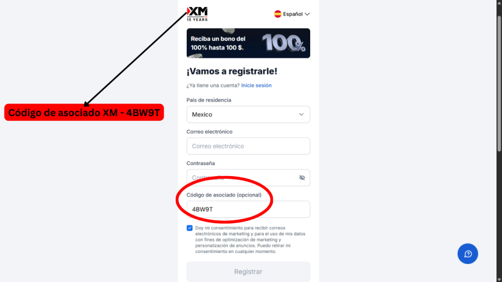 Código de asociado XM 4BW9T: Obtén un 20% de descuento en XM